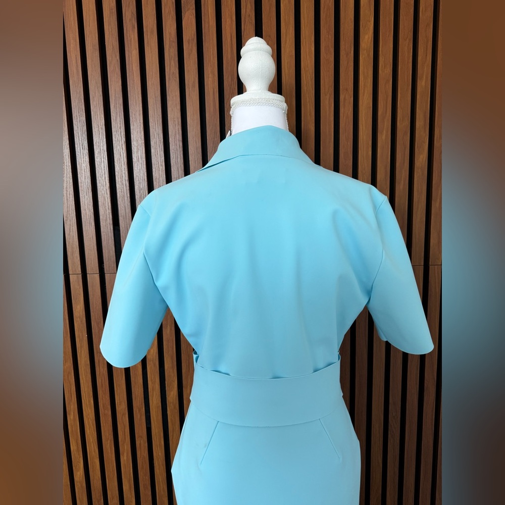 Chiara Boni Light Blue Midi Dress with Ring Detail - Picture 8 of 10